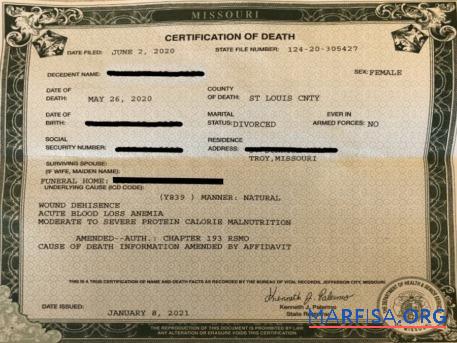 Realistic USA Missouri department of health death certificate download for verification